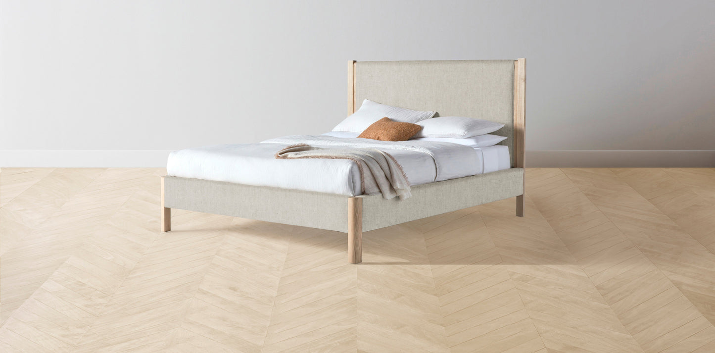 The Thompson - Performance Stonewashed Linen Dew Bed - 48" Headboard - Upholstered on reverse