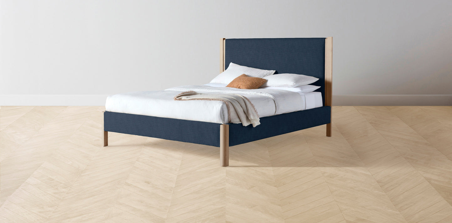 The Thompson - Performance Textured Linen Seaside Bed - 48" Headboard - Upholstered on reverse