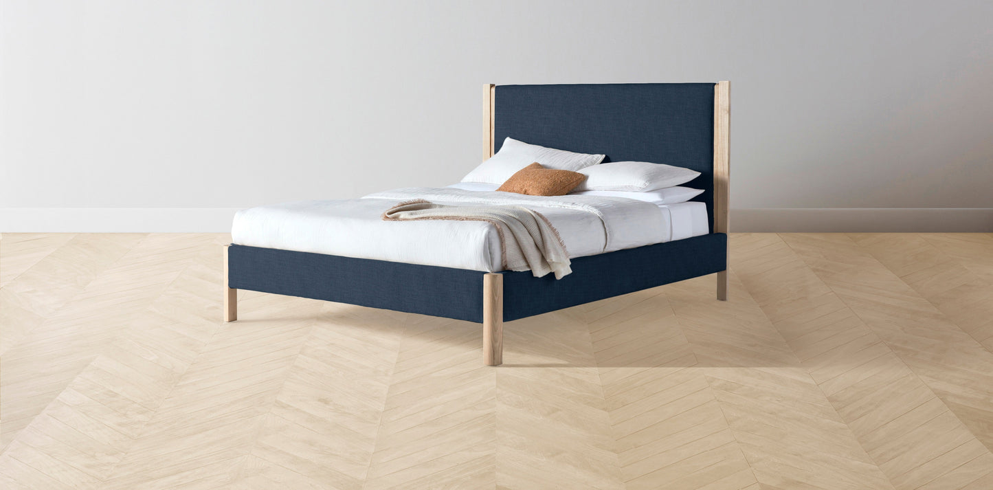 The Thompson - Performance Textured Linen Seaside Bed - 48" Headboard - Upholstered on reverse