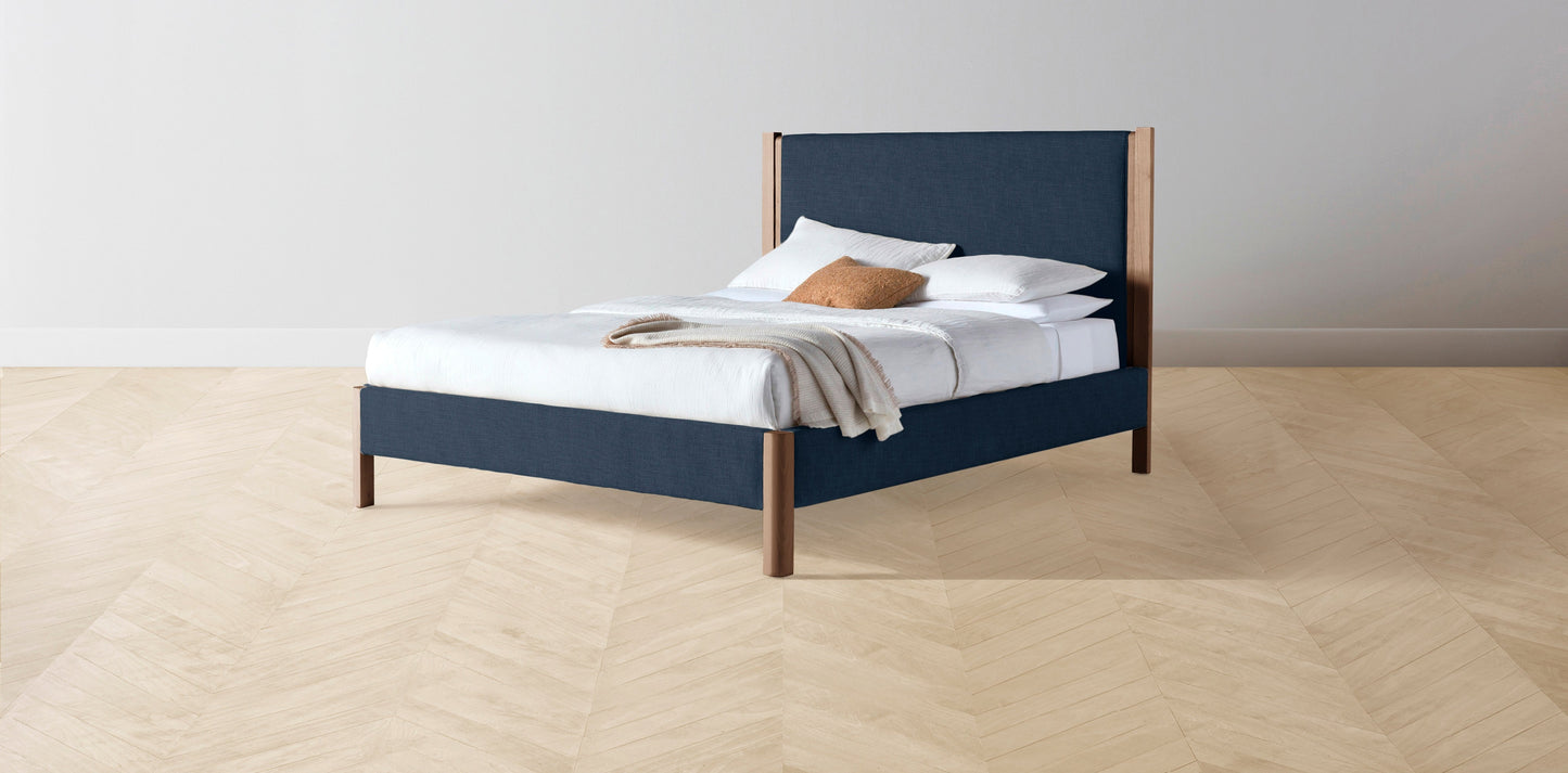 The Thompson - Performance Textured Linen Seaside Bed - 48" Headboard - Upholstered on reverse