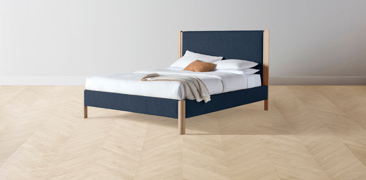 The Thompson - Performance Textured Linen Seaside Bed - 48" Headboard - Upholstered on reverse