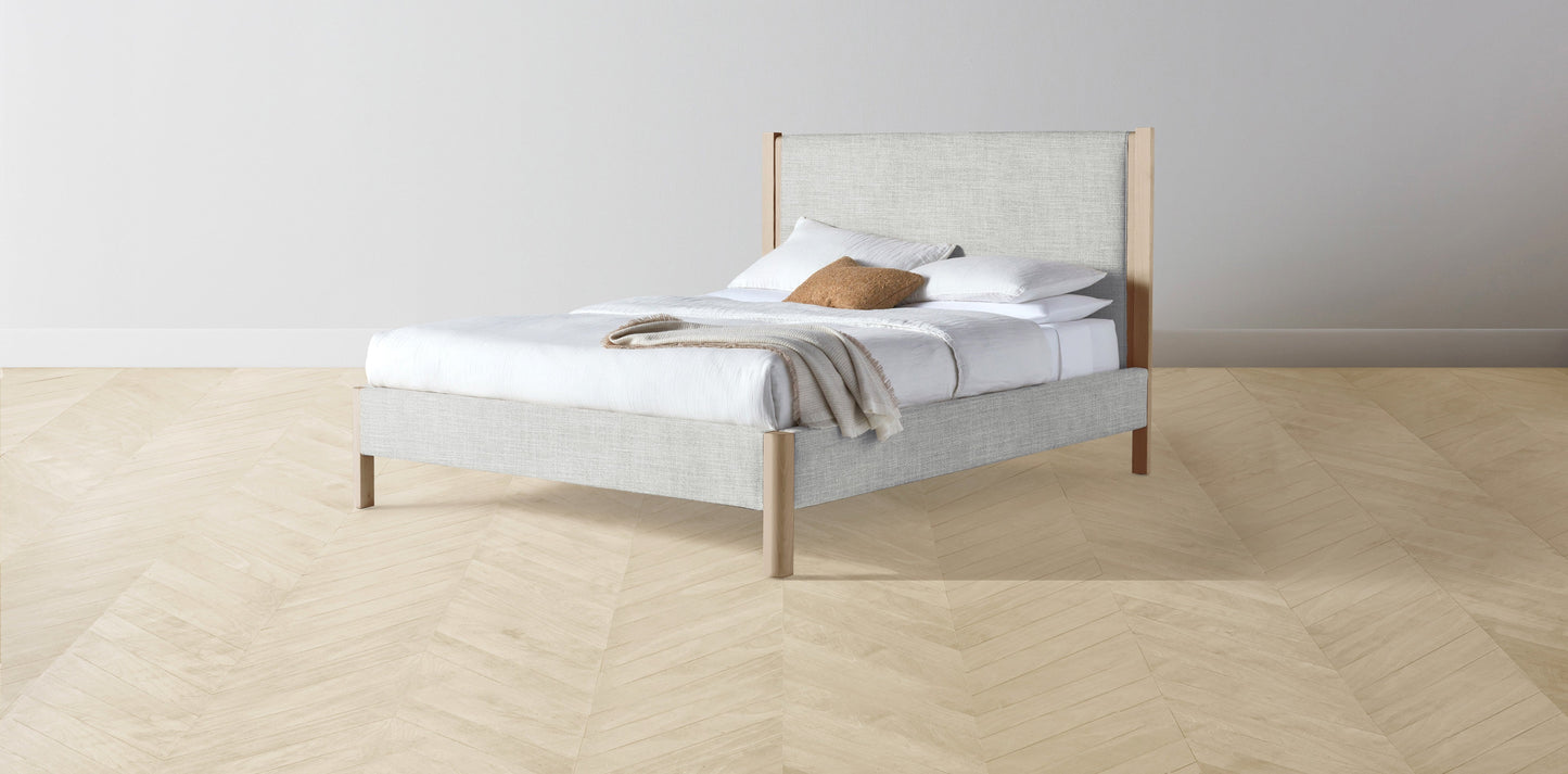 The Thompson - Performance Textured Tweed Dove Bed - 48" Headboard - Upholstered on reverse