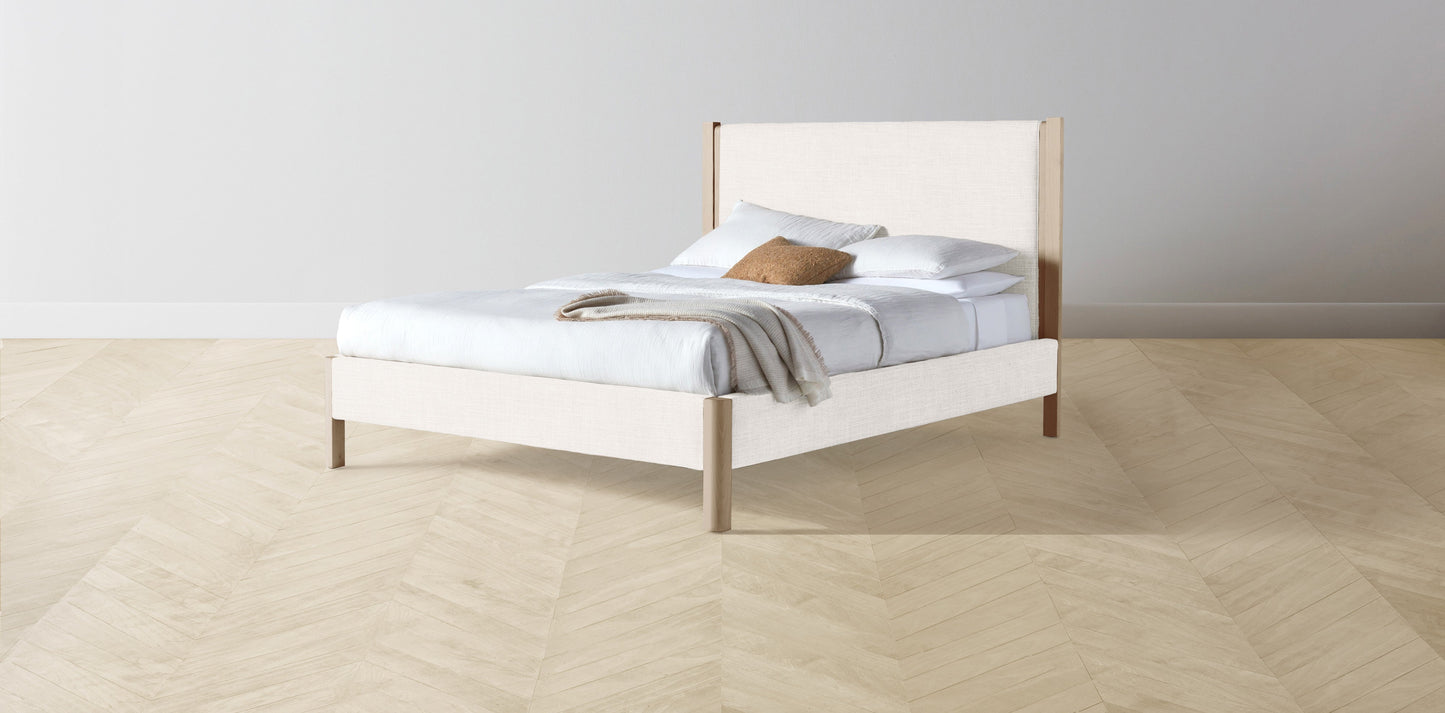 The Thompson - Performance Textured Tweed Snow Bed - 48" Headboard - Muslin on reverse