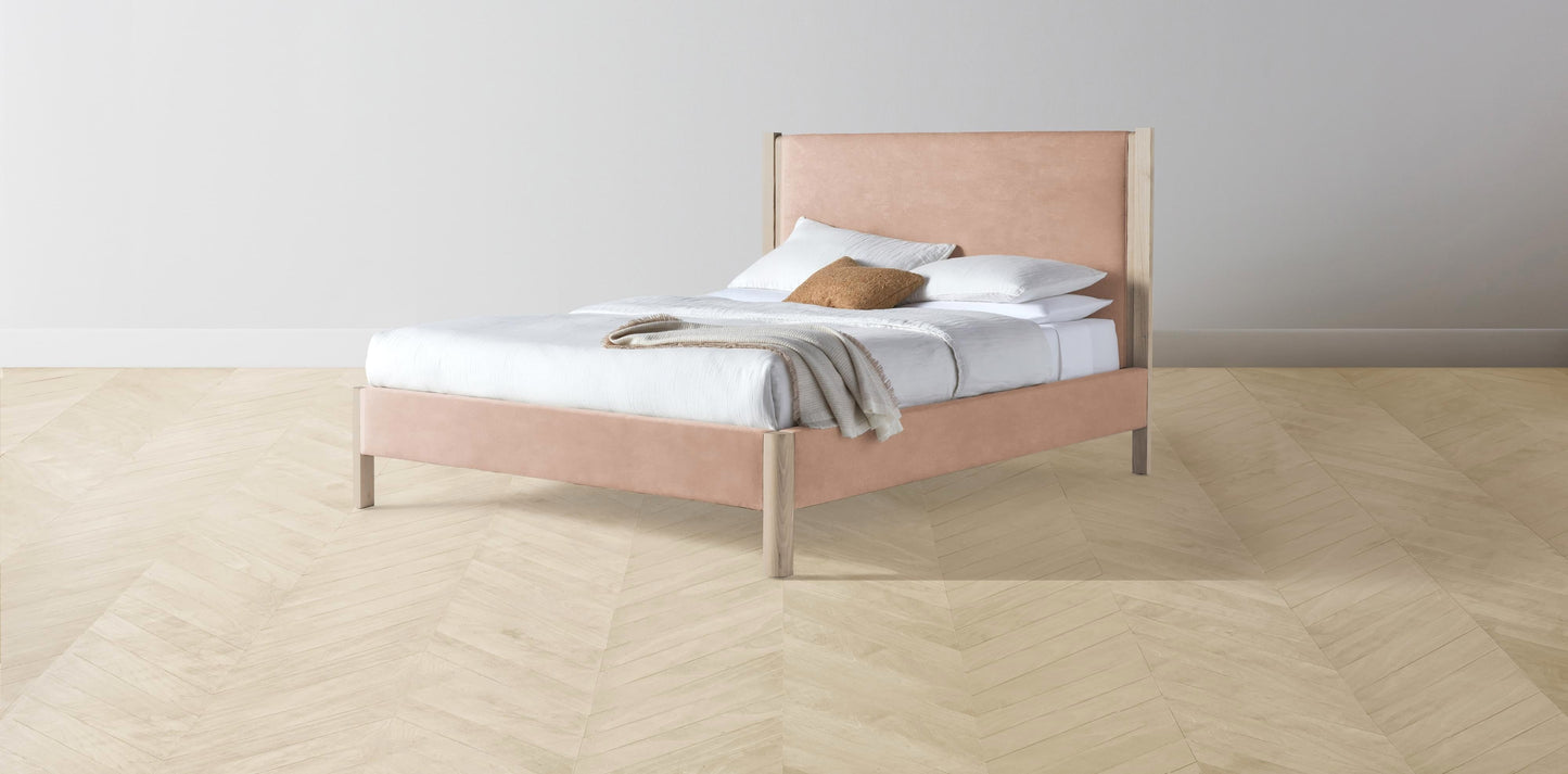 The Thompson - Performance Velvet Dusty Rose Bed - 48" Headboard - Upholstered on reverse