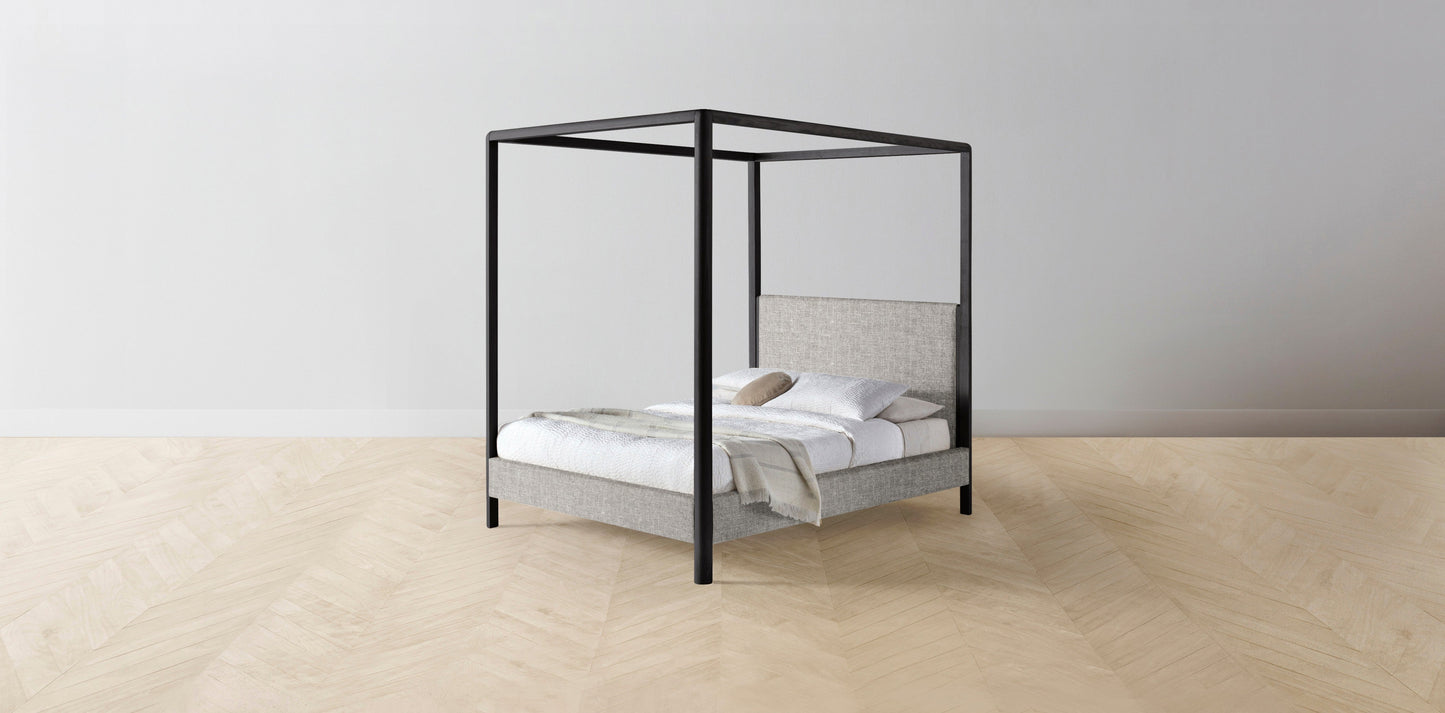 The Thompson - Belgian Linen Agate Canopy Bed - 48" Headboard - Muslin on reverse