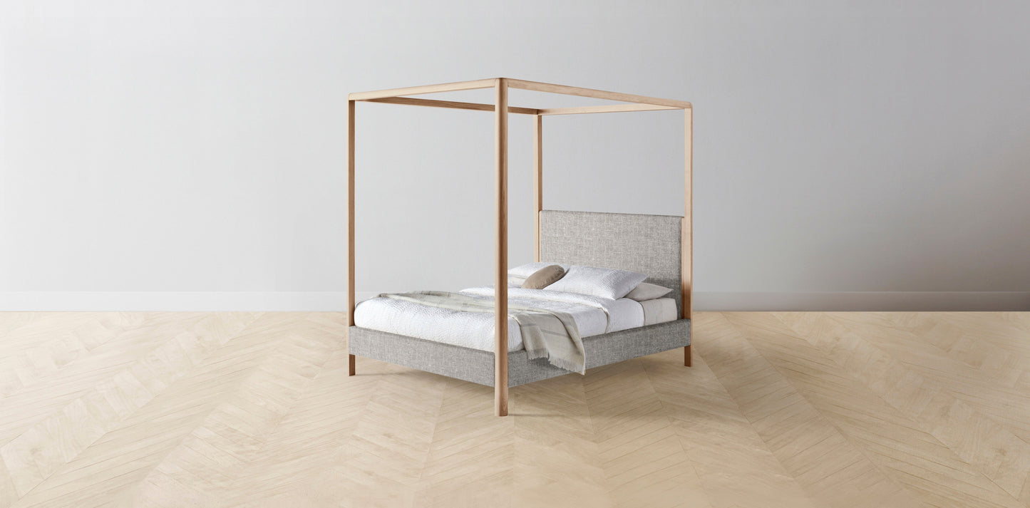 The Thompson - Belgian Linen Agate Canopy Bed - 48" Headboard - Muslin on reverse