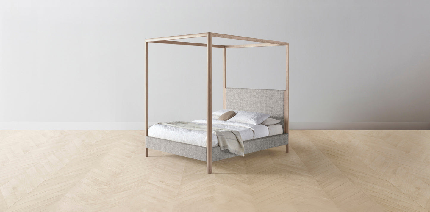 The Thompson - Belgian Linen Agate Canopy Bed - 48" Headboard - Muslin on reverse