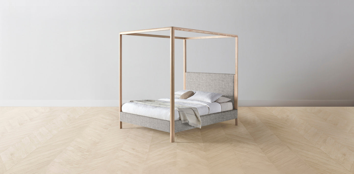 The Thompson - Belgian Linen Agate Canopy Bed - 48" Headboard - Muslin on reverse