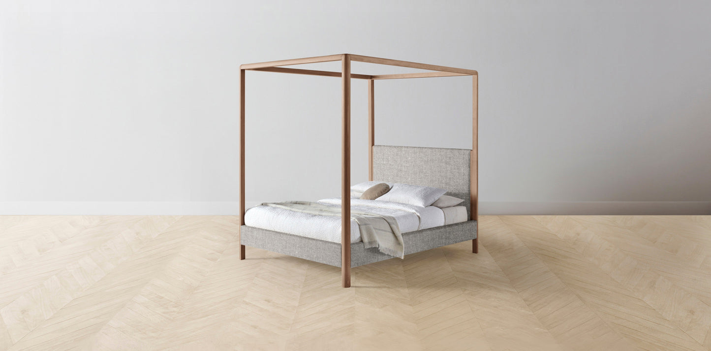 The Thompson - Belgian Linen Agate Canopy Bed - 48" Headboard - Muslin on reverse