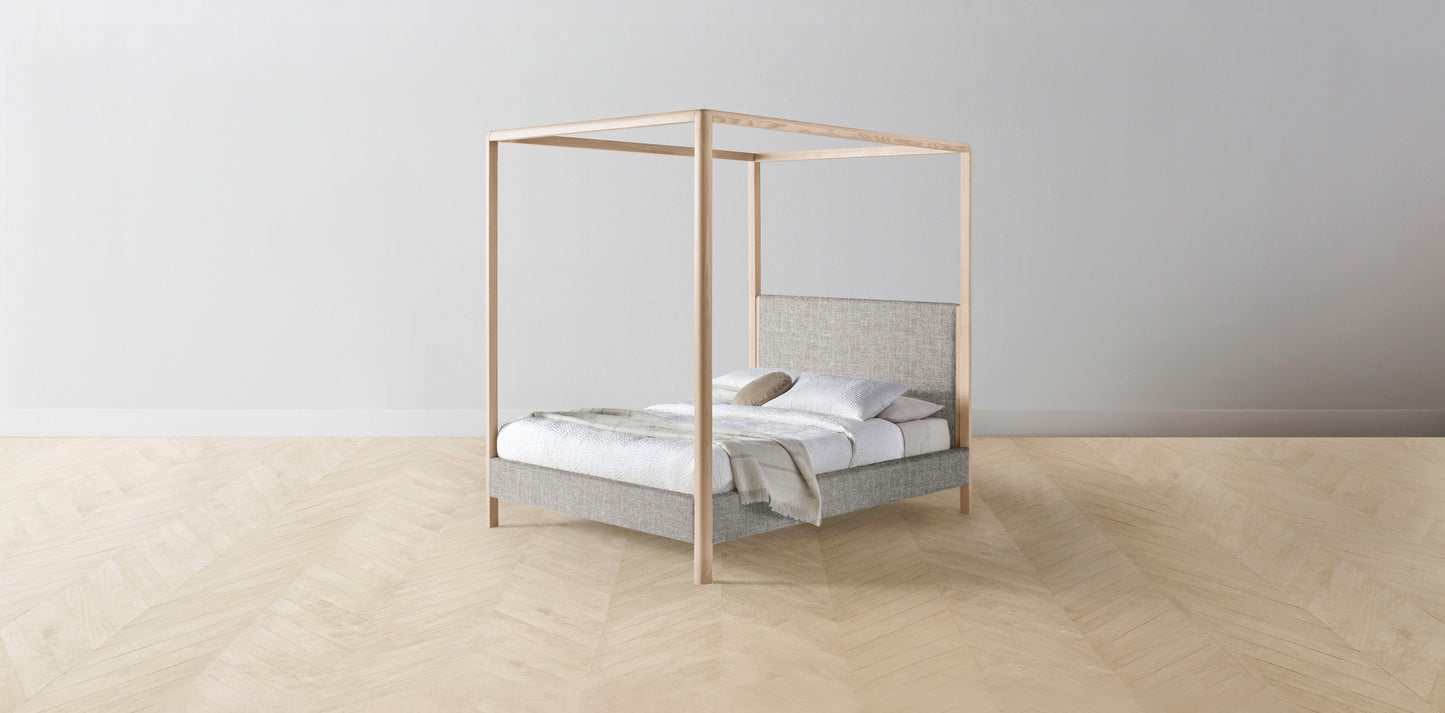 The Thompson - Belgian Linen Agate Canopy Bed - 48" Headboard - Muslin on reverse