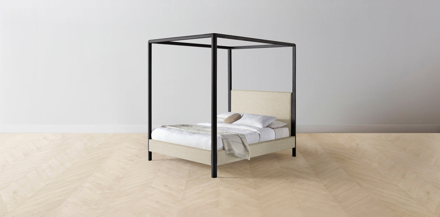 The Thompson - Belgian Linen Alder Canopy Bed - 48" Headboard - Upholstered on reverse