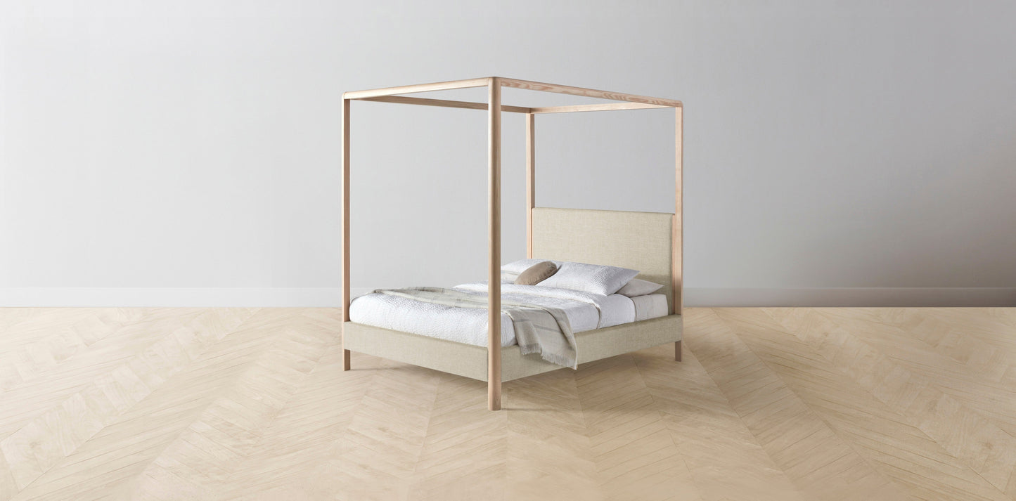 The Thompson - Belgian Linen Alder Canopy Bed - 48" Headboard - Upholstered on reverse