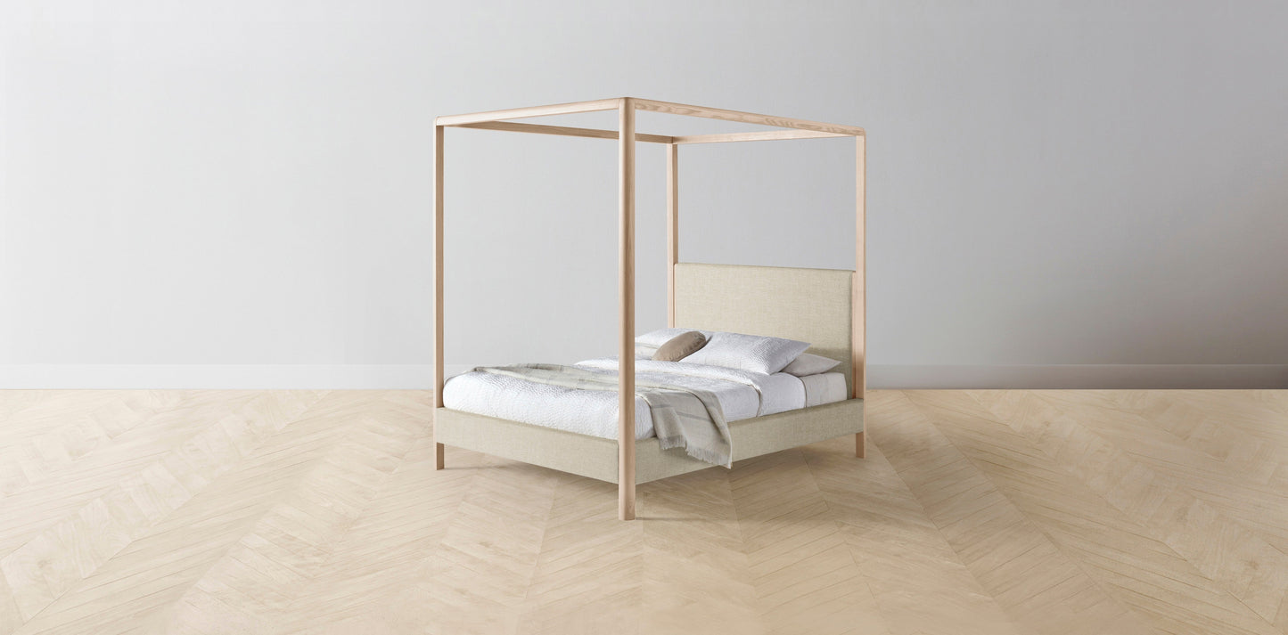 The Thompson - Belgian Linen Alder Canopy Bed - 48" Headboard - Upholstered on reverse