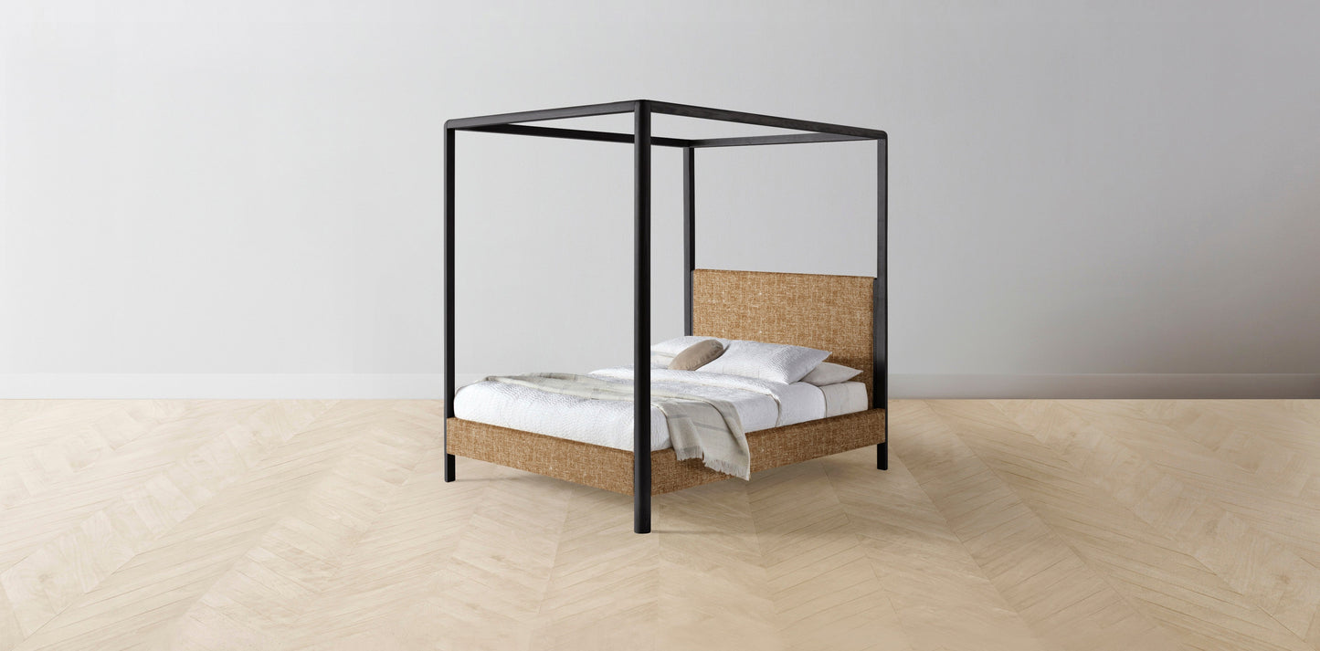 The Thompson - Belgian Linen Chai Canopy Bed - 48" Headboard - Muslin on reverse