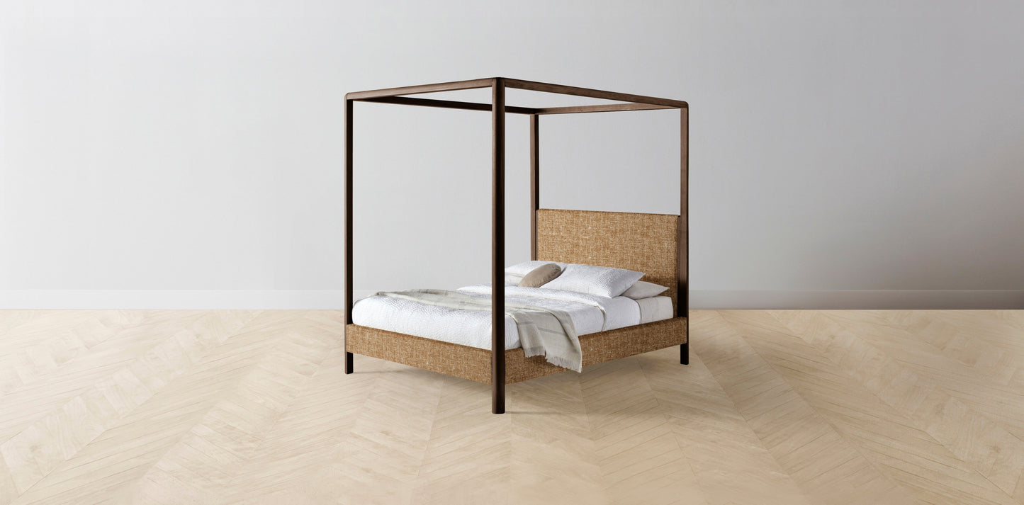 The Thompson - Belgian Linen Chai Canopy Bed - 48" Headboard - Muslin on reverse
