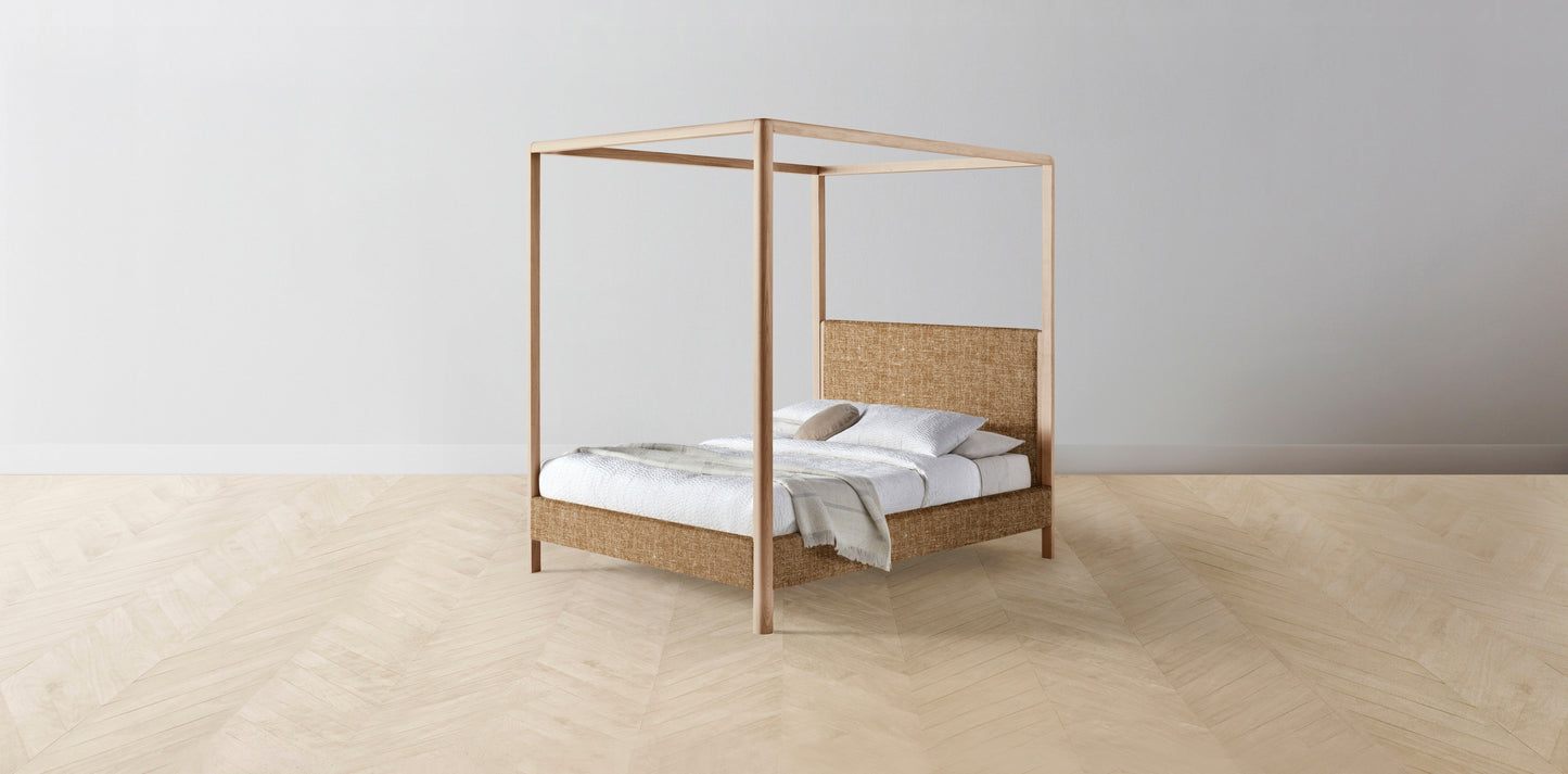The Thompson - Belgian Linen Chai Canopy Bed - 48" Headboard - Muslin on reverse