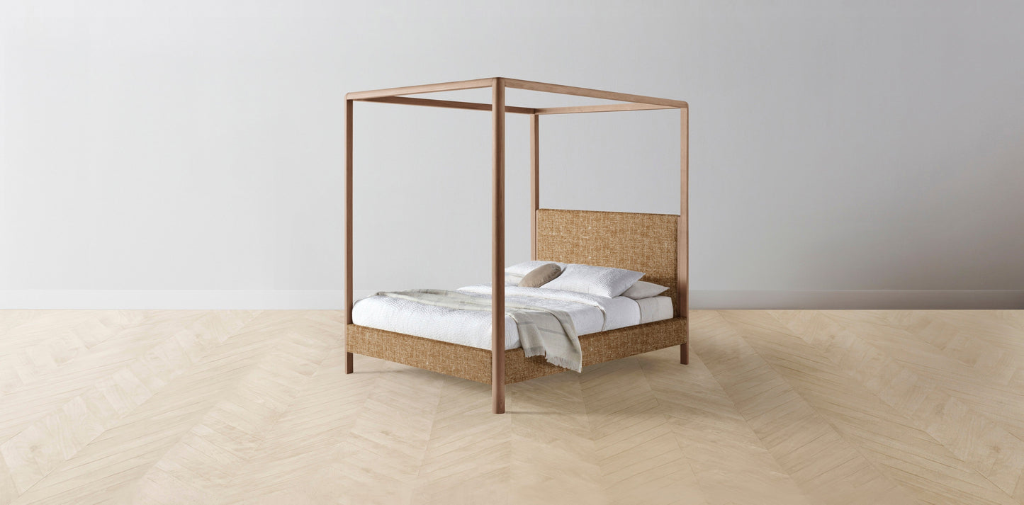 The Thompson - Belgian Linen Chai Canopy Bed - 48" Headboard - Muslin on reverse