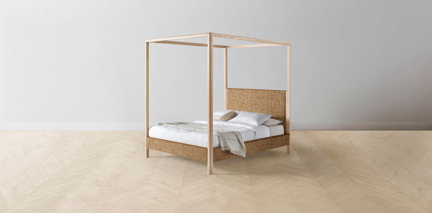 The Thompson - Belgian Linen Chai Canopy Bed - 48" Headboard - Muslin on reverse