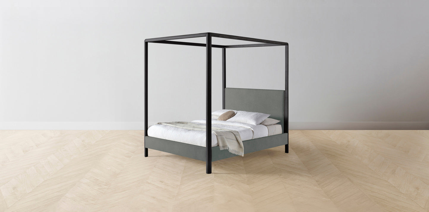 The Thompson - Mohair Fog Canopy Bed - 48" Headboard - Muslin on reverse