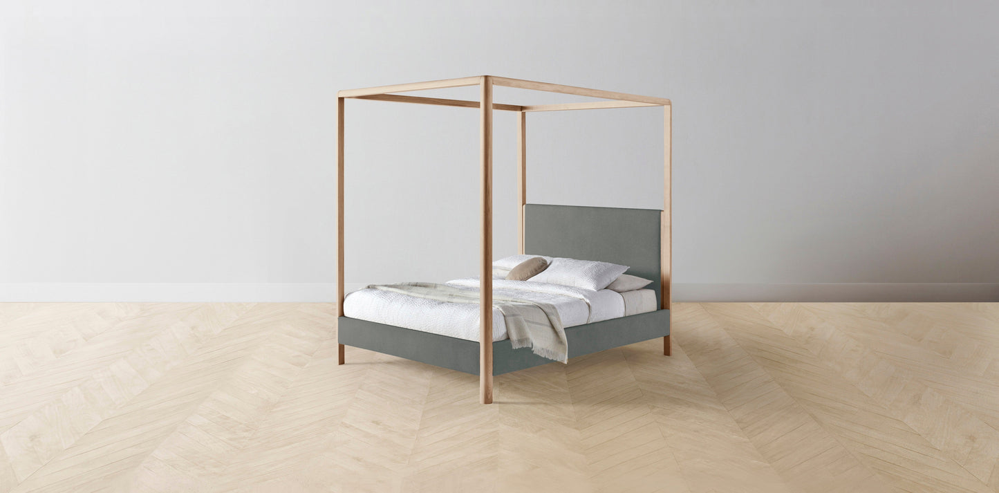 The Thompson - Mohair Fog Canopy Bed - 48" Headboard - Muslin on reverse