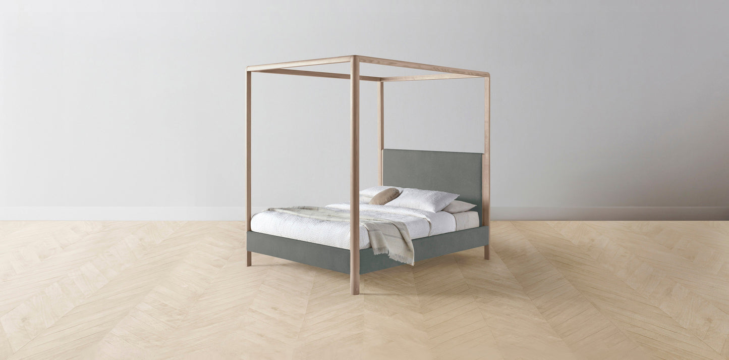 The Thompson - Mohair Fog Canopy Bed - 48" Headboard - Muslin on reverse