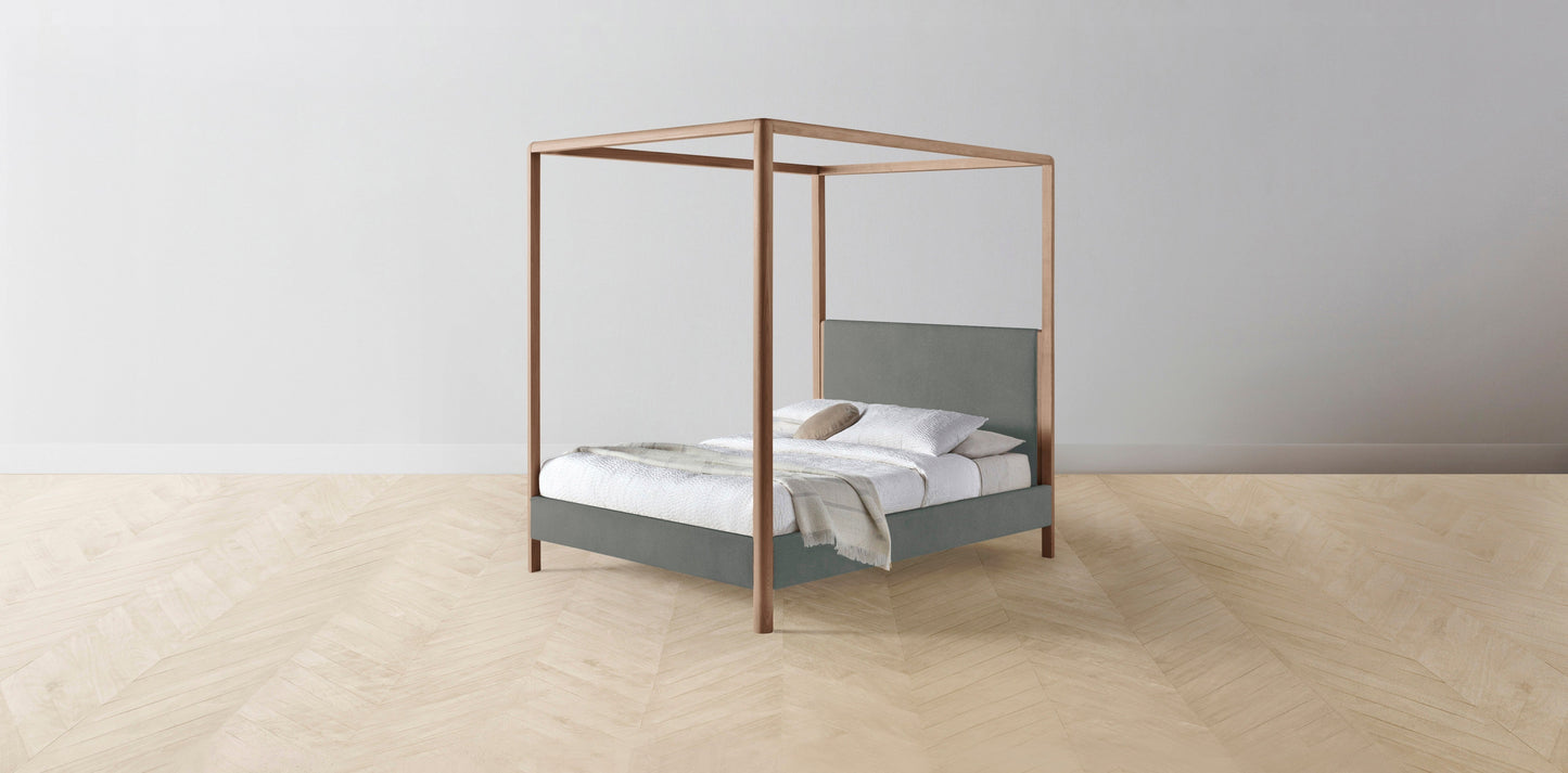 The Thompson - Mohair Fog Canopy Bed - 48" Headboard - Muslin on reverse