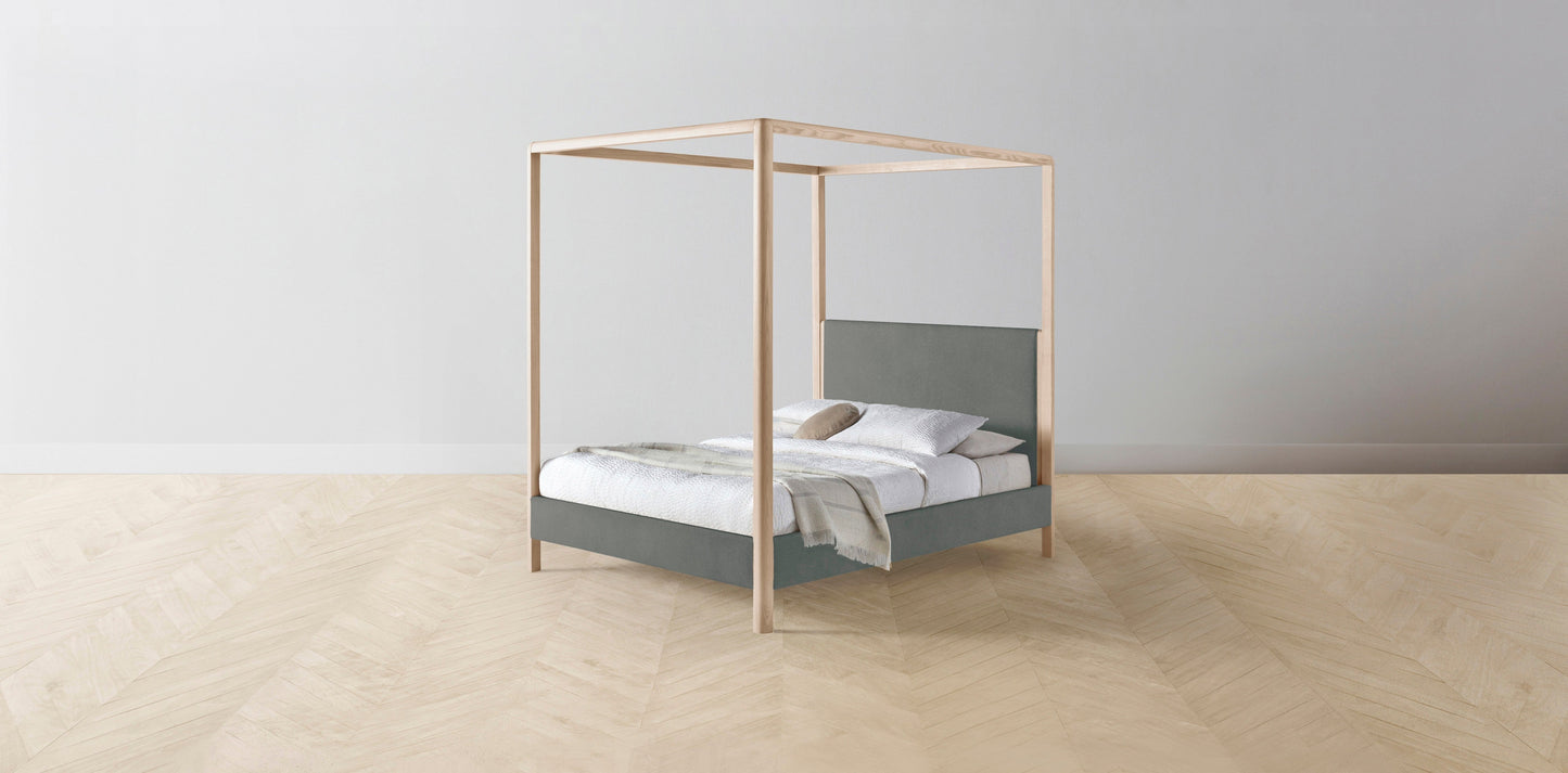 The Thompson - Mohair Fog Canopy Bed - 48" Headboard - Muslin on reverse