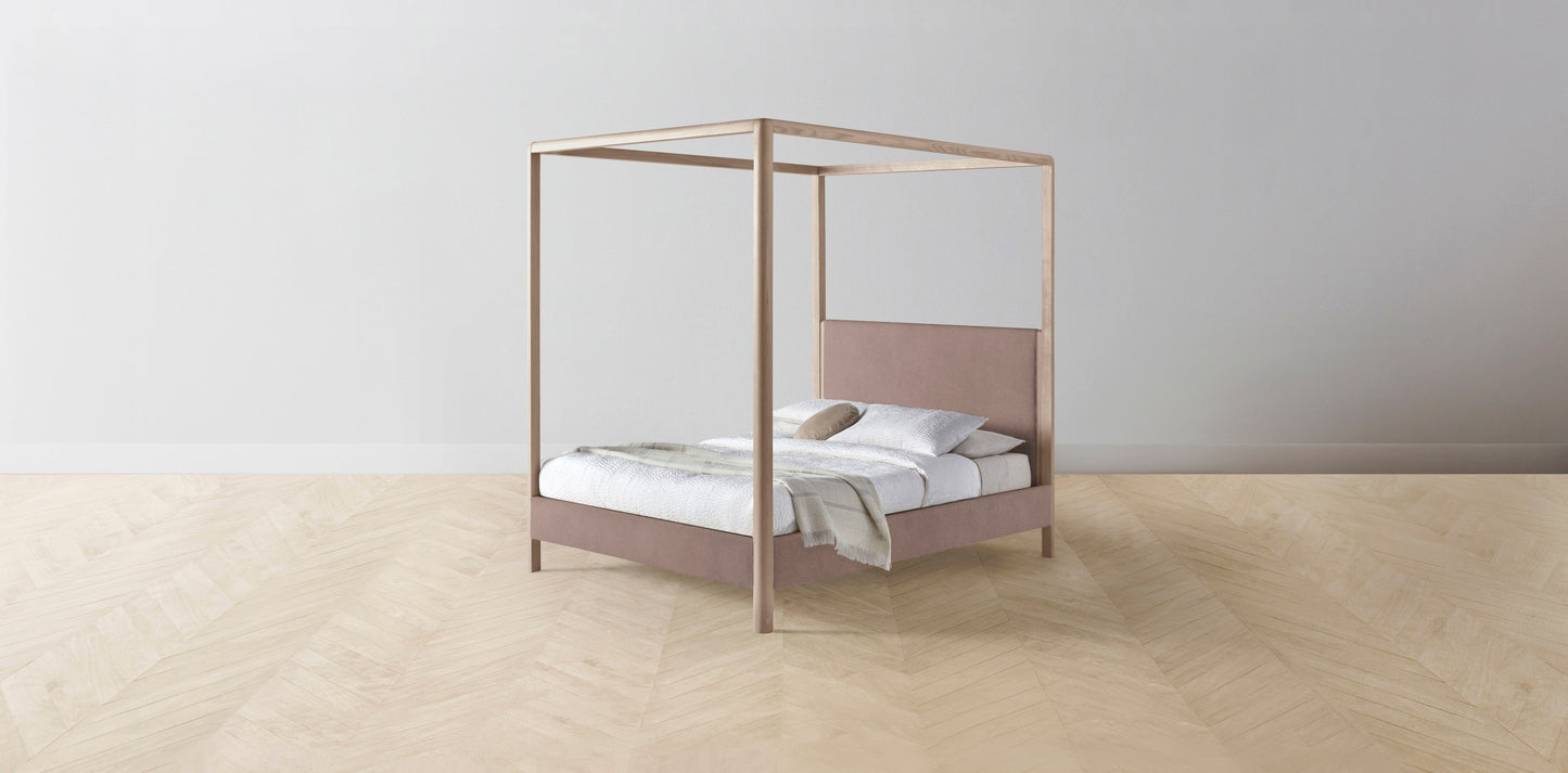The Thompson - Mohair Peony Canopy Bed - 48" Headboard - Upholstered on reverse