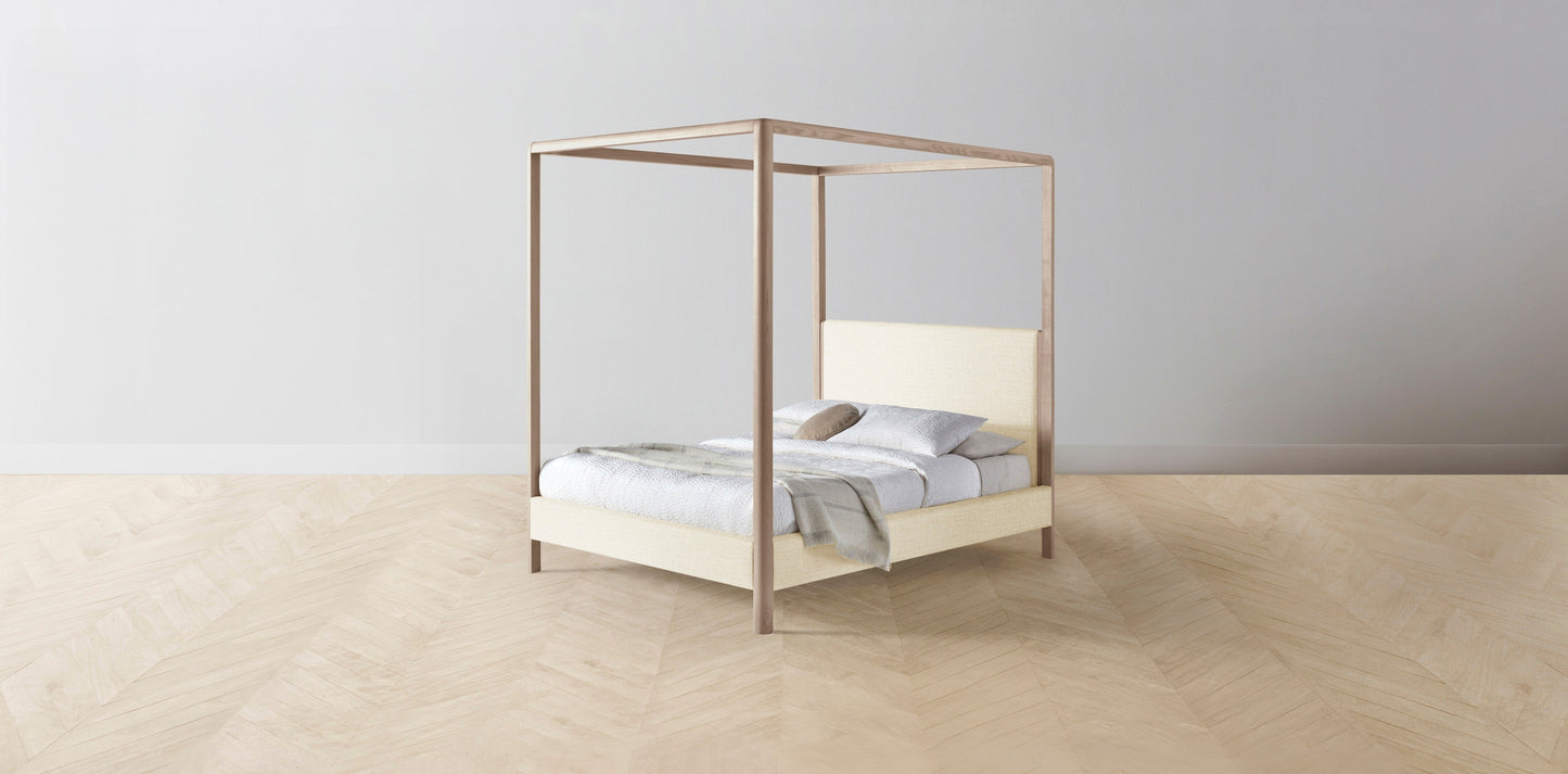 The Thompson - Performance Woven Chenille Desert Canopy Bed - 48" Headboard - Muslin on reverse