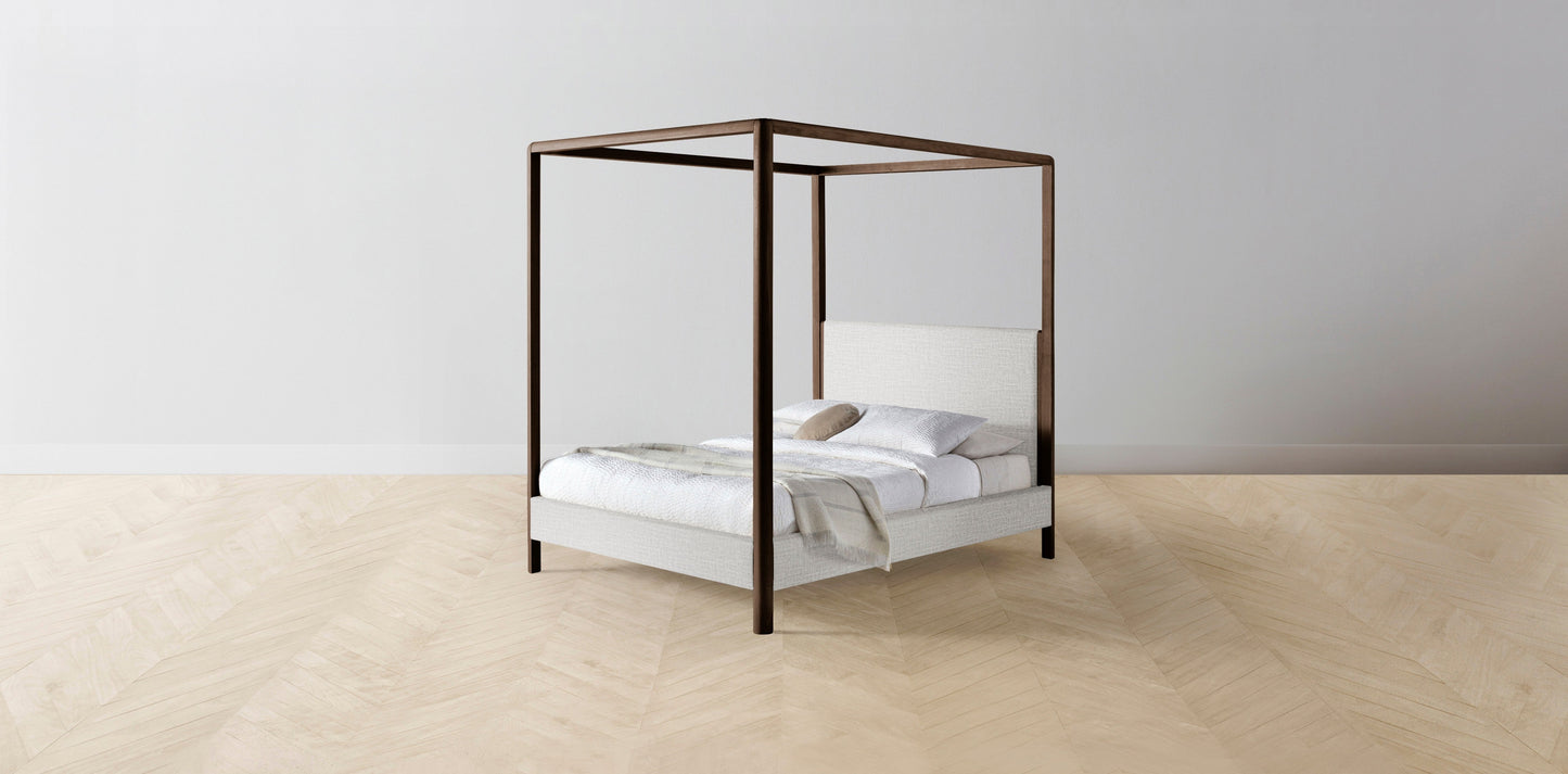 The Thompson - Performance Woven Chenille Steel Canopy Bed - 48" Headboard - Upholstered on reverse