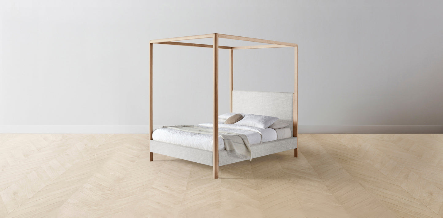 The Thompson - Performance Woven Chenille Steel Canopy Bed - 48" Headboard - Upholstered on reverse
