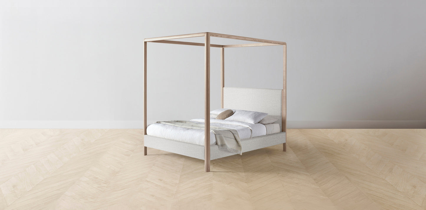The Thompson - Performance Woven Chenille Steel Canopy Bed - 48" Headboard - Upholstered on reverse