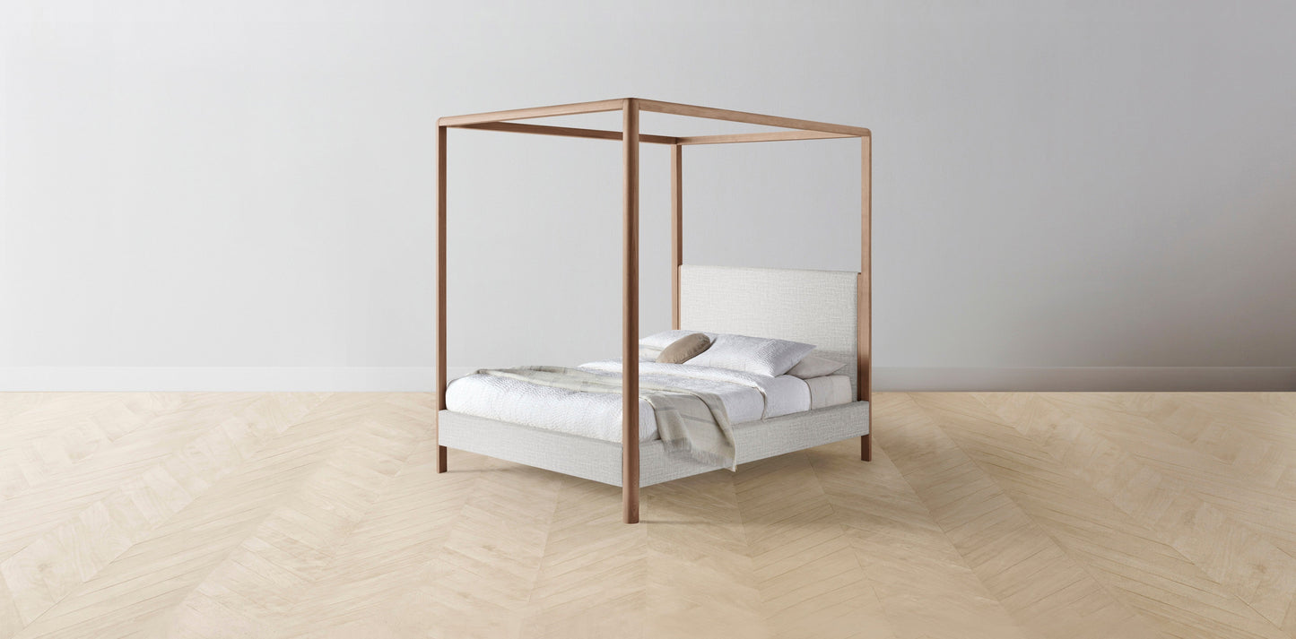 The Thompson - Performance Woven Chenille Steel Canopy Bed - 48" Headboard - Upholstered on reverse