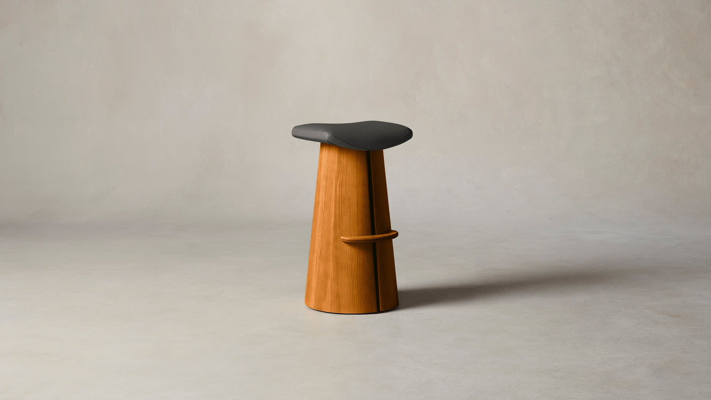The Weston - Pebbled Leather Ash Bar and Counter Stool