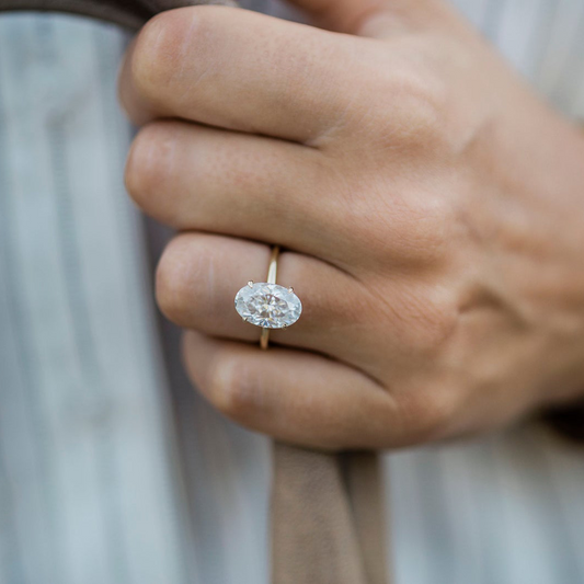 4 CT Oval Solitaire Lab Grown Diamond Engagement Ring