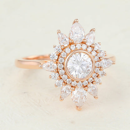 0.41 CT Round Cluster Lab-Grown Diamond Engagement Ring