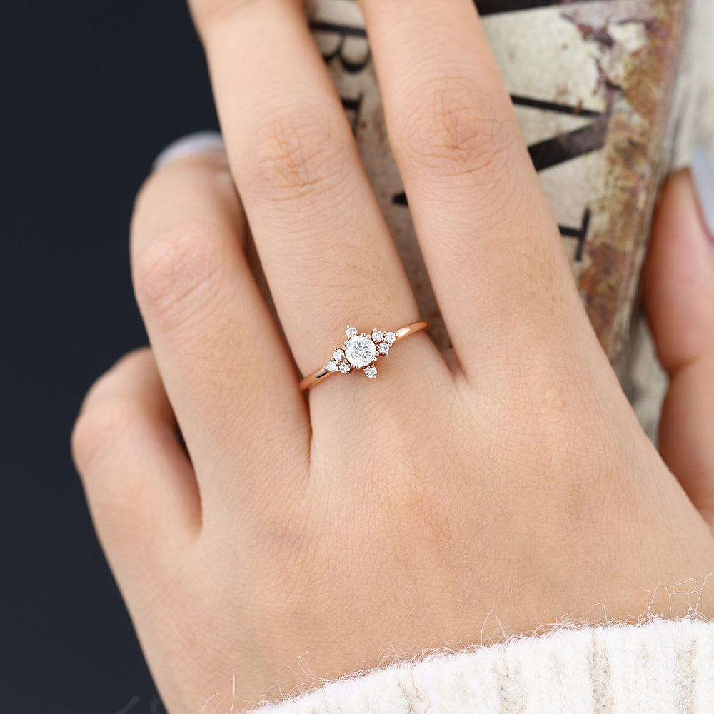 0.22 CT Round Cluster Moissanite Engagement Ring