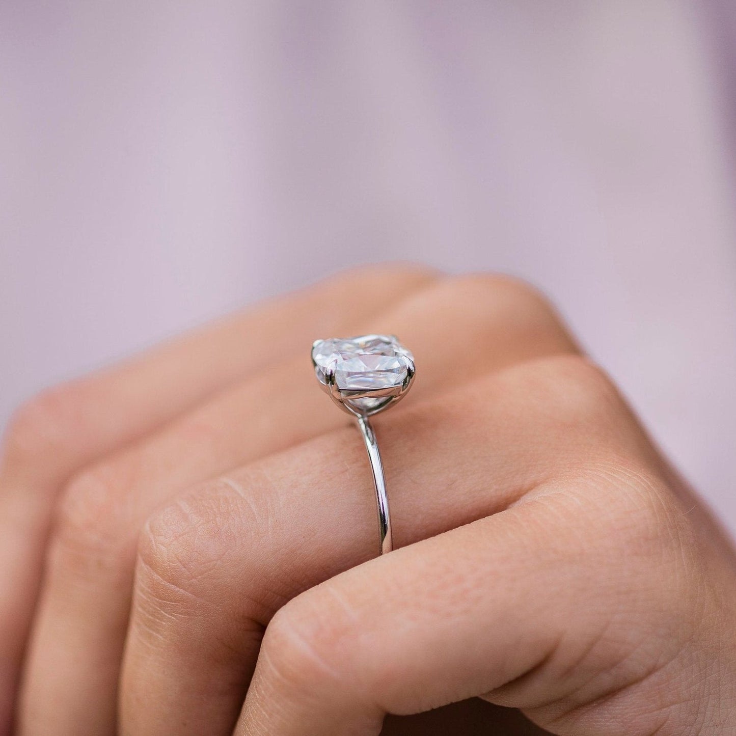 4.5 CT Cushion Solitaire Lab Grown Diamond Engagement Ring