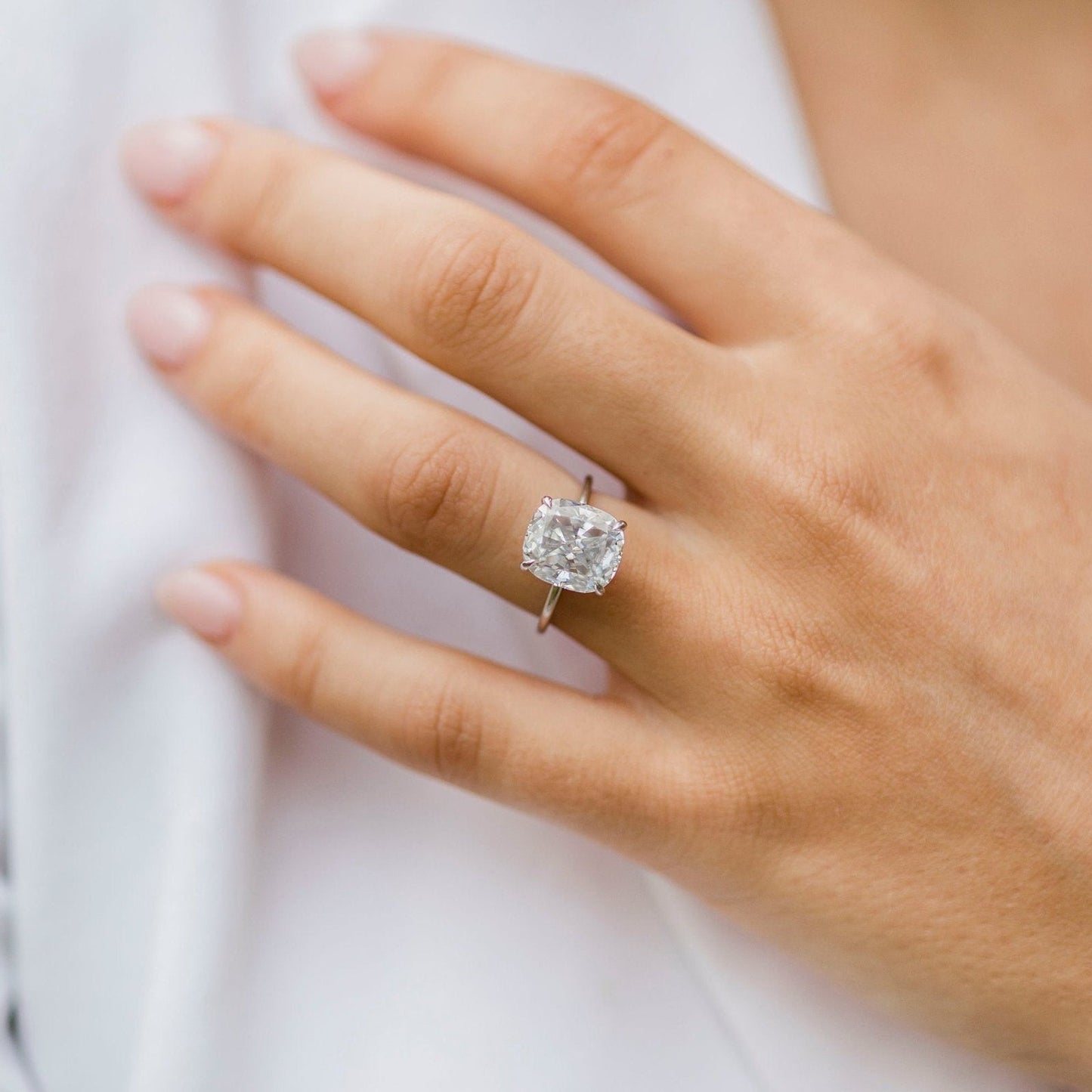 4.5 CT Cushion Solitaire Lab Grown Diamond Engagement Ring