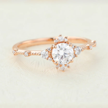 0.41 CT Round Cluster Lab-Grown Diamond Engagement Ring