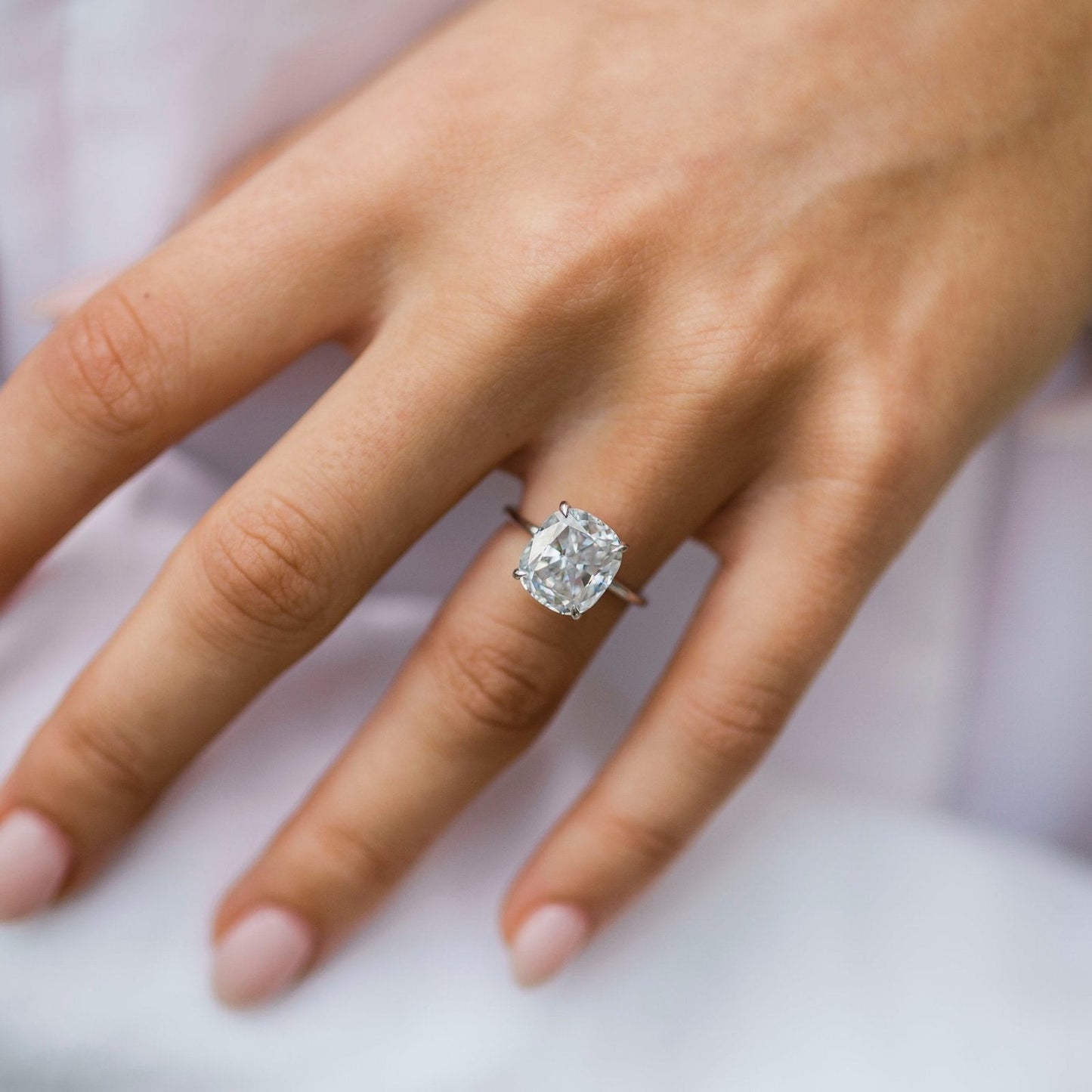 4.5 CT Cushion Solitaire Lab Grown Diamond Engagement Ring