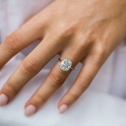 4.5 CT Cushion Solitaire Lab Grown Diamond Engagement Ring