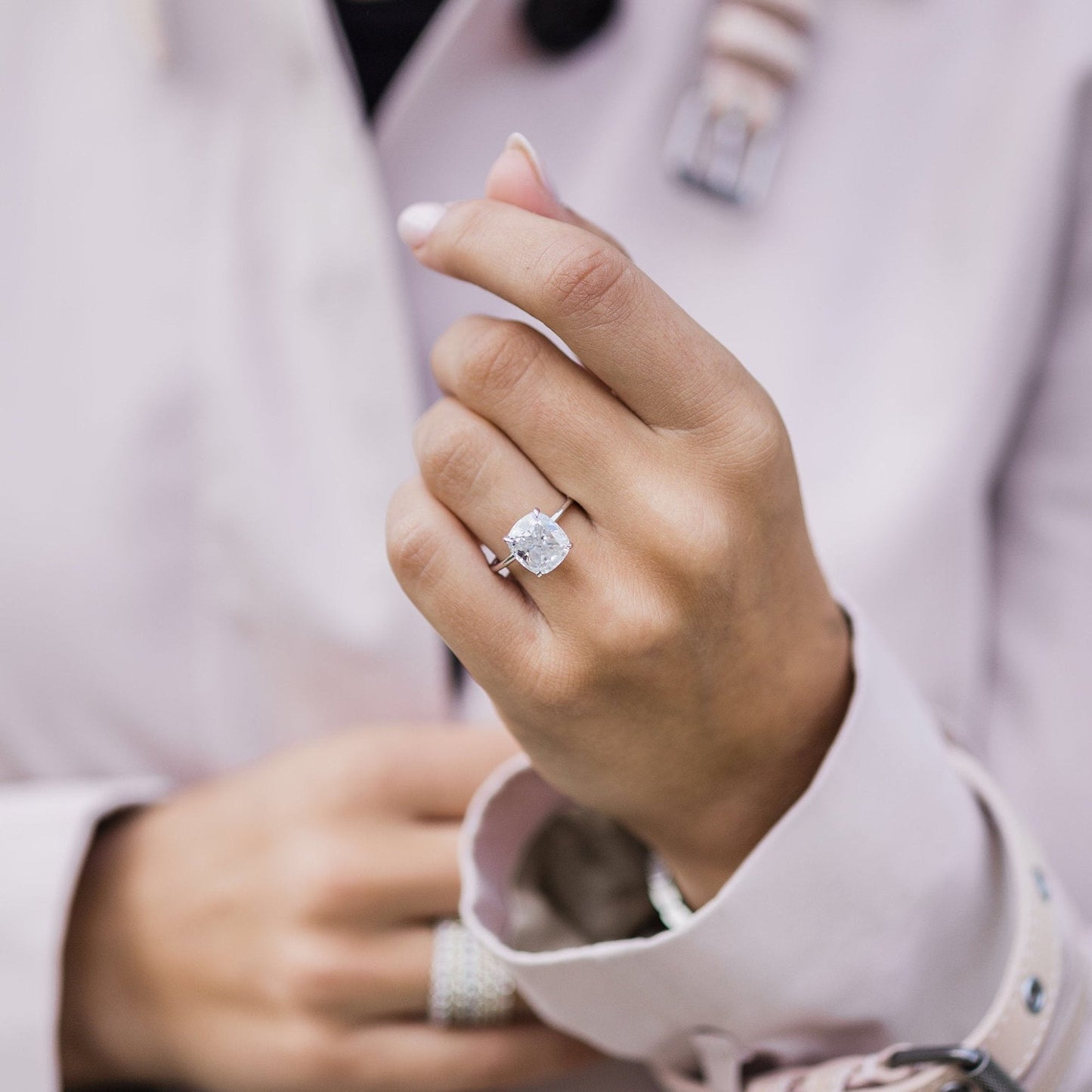 4.5 CT Cushion Solitaire Lab Grown Diamond Engagement Ring