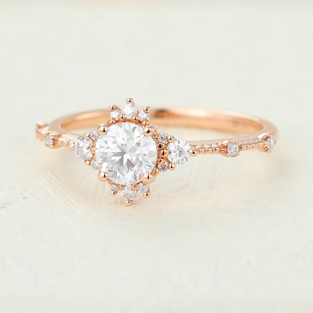 0.41 CT Round Cluster Lab-Grown Diamond Engagement Ring