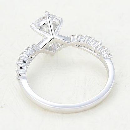 0.41 CT Round & Twisted Pave Moissanite Engagement Ring