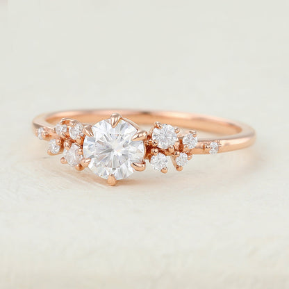 0.41 CT Round Cluster Lab-Grown Diamond Engagement Ring