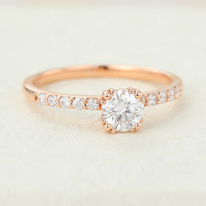 0.41 CT Round Pave Lab-Grown Diamond Engagement Ring