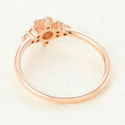 0.22 CT Round Cluster Moissanite Engagement Ring