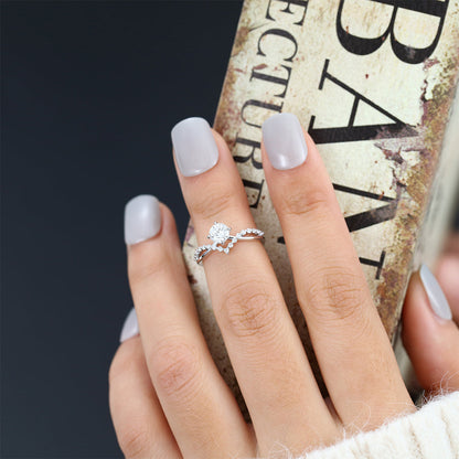 0.41 CT Round & Twisted Pave Moissanite Engagement Ring