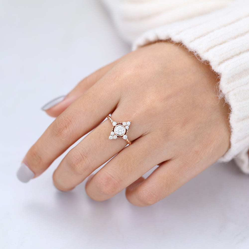 0.41 CT Round Cluster Lab-Grown Diamond Engagement Ring